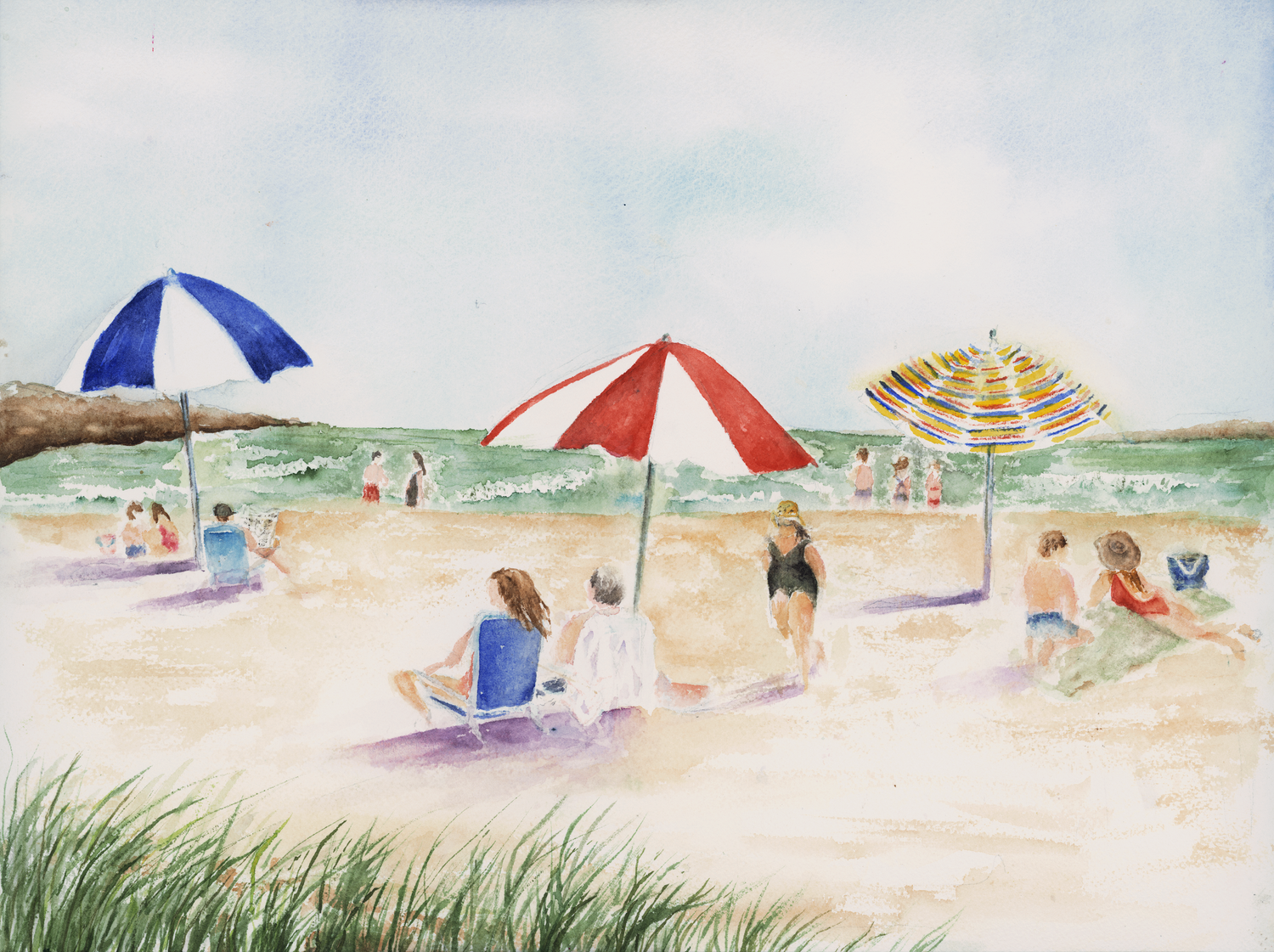 Colorful Beach Scene by Barbara Drayer