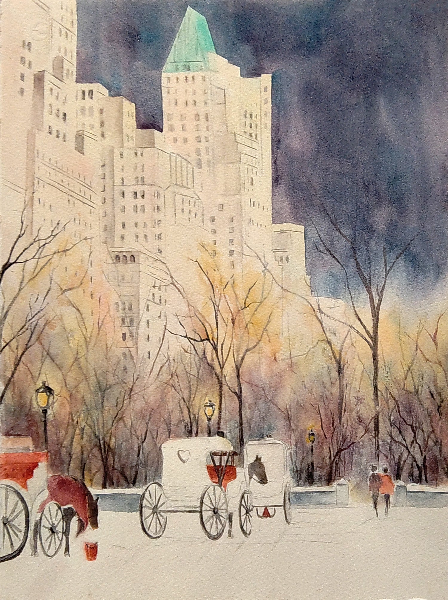Horse and Buggy In Central Park by Barbara Drayer