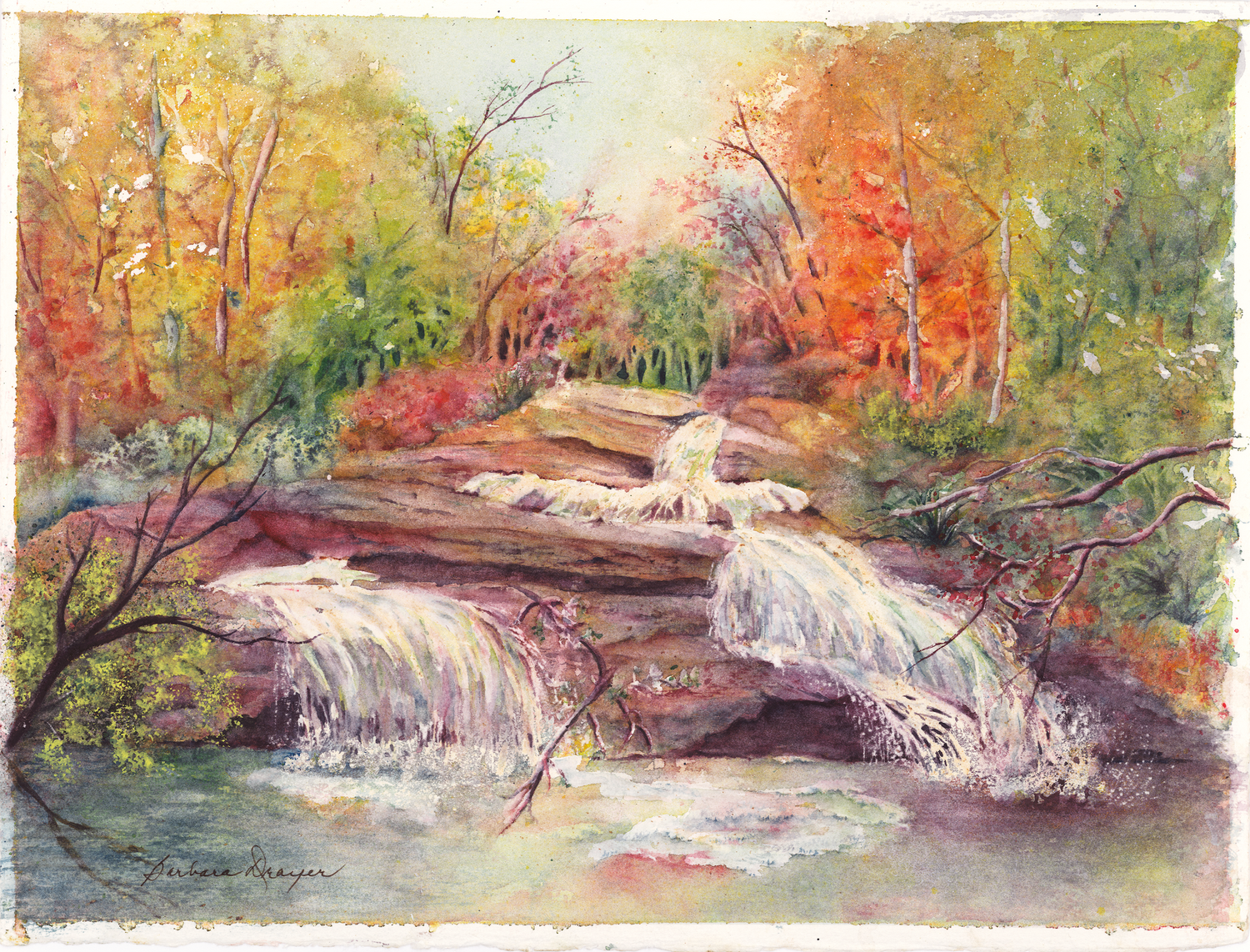 Autumm Waterfall by Barbara Drayer