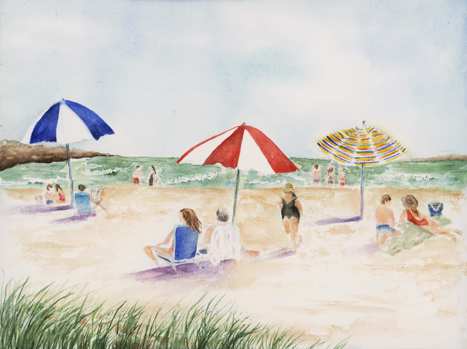 Colorful Beach Scene by Barbara Drayer