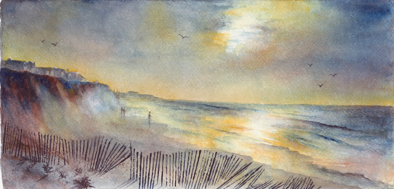 Hamptons Beach with Fence by Barbara Drayer