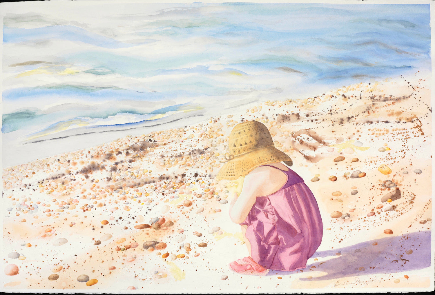 Brooke Kneeling on The Beach by Barbara Drayer