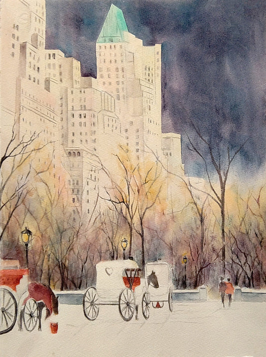Horse and Buggy In Central Park by Barbara Drayer