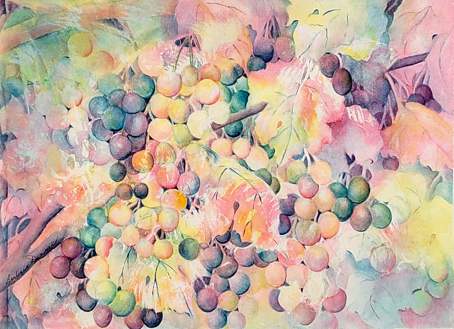 Purple and Green Grapes by Barbara Drayer