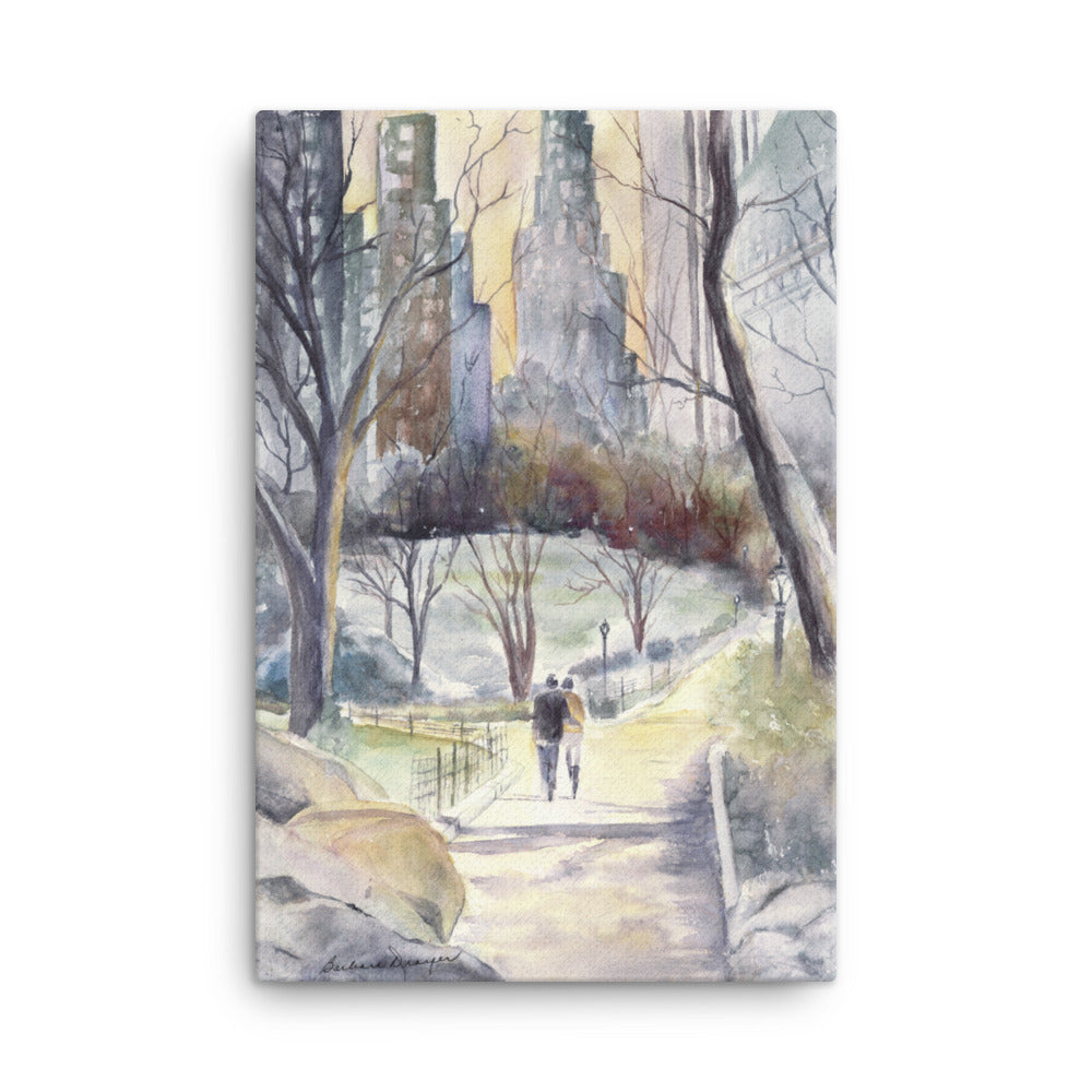 Couple Walking In Central Park by Barbara Drayer